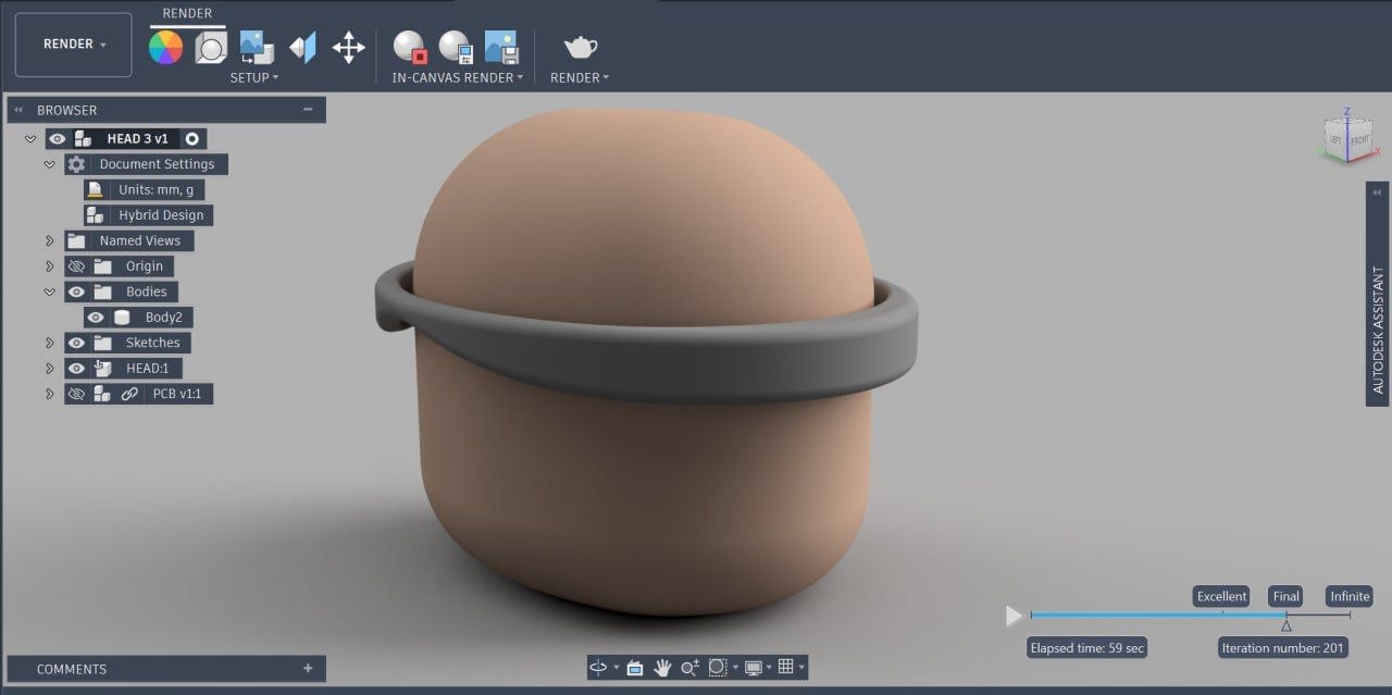 CAD-модель шлема для электростимуляции на манекене головы